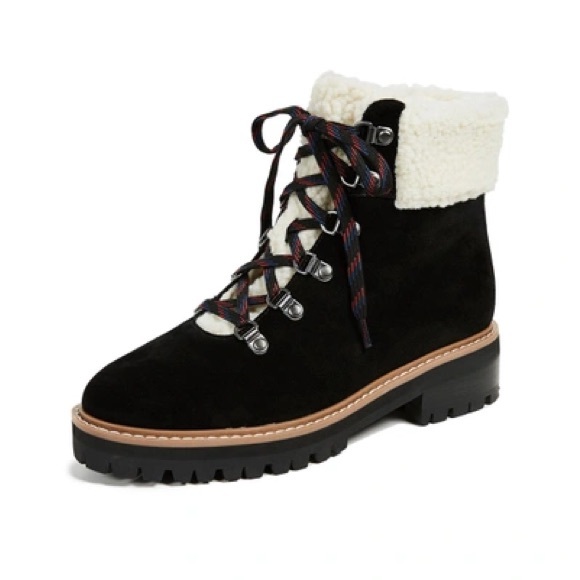 The Fix x Shopbop Mika Faux Sherpa Hiking Boots in Black - Picture 2 of 5